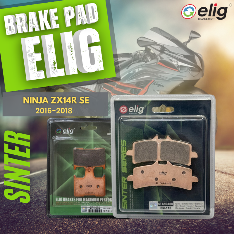 Bố thắng Elig Sinter KAWASAKI ZX14R SE 2016-2018 (Trước EM-115, Sau EM-088)