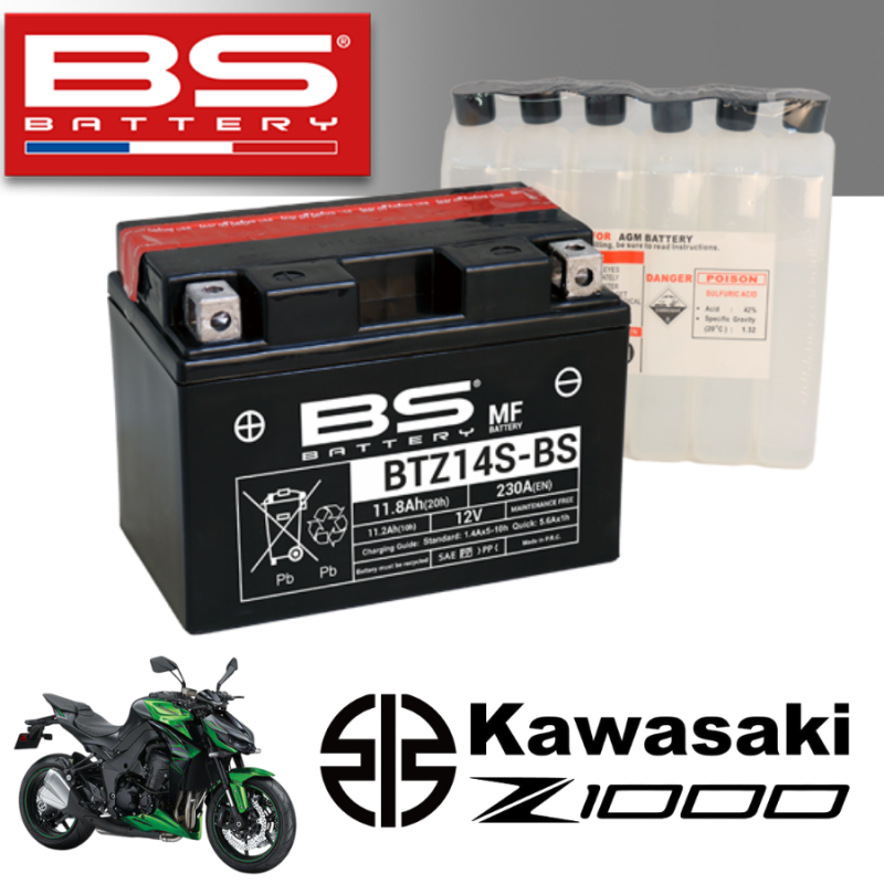Bình ắc quy BTZ14S - BS dành cho xe KAWASAKI Z1000 