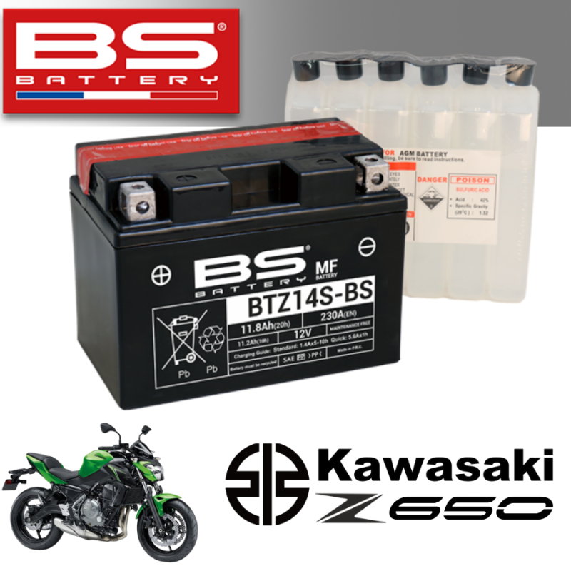 Bình ắc quy BTZ14S - BS dành cho xe KAWASAKI Z650 