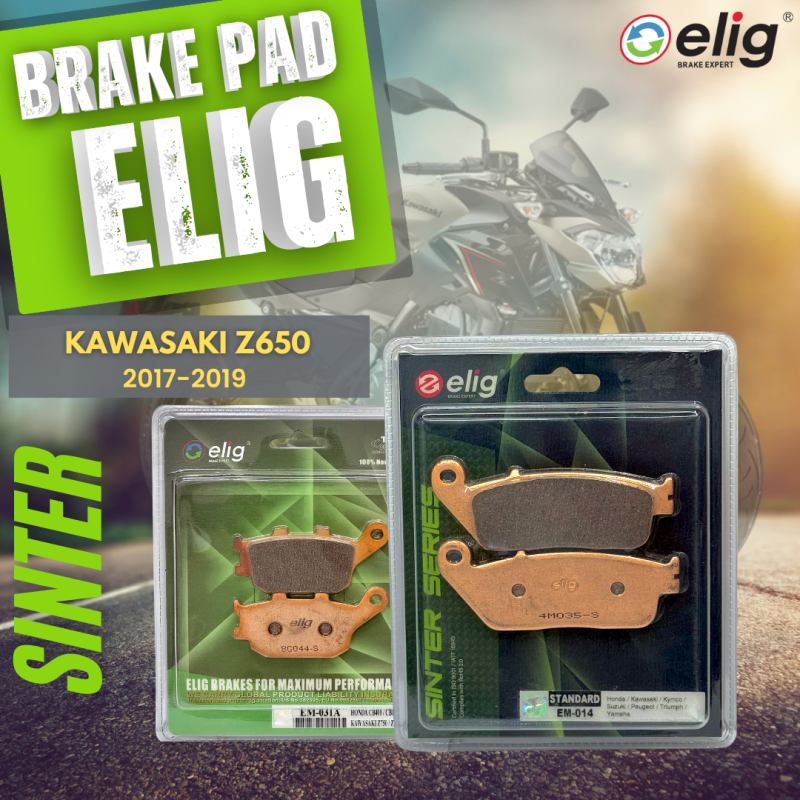 Bố thắng Elig Sinter KAWASAKI Z650 2017-2019 (Trước EM-014, Sau EM-031A)