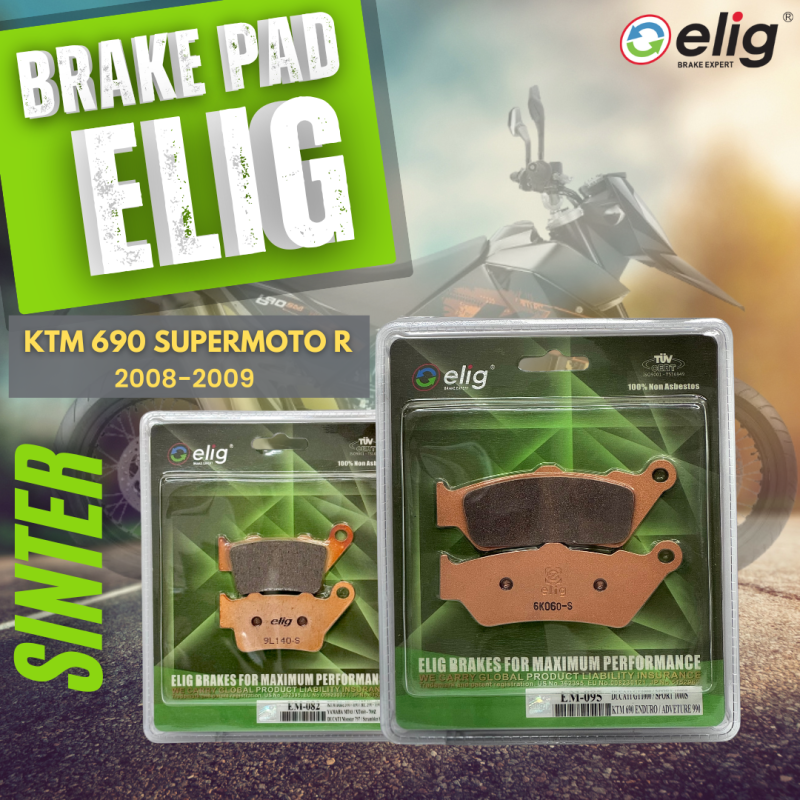 Bố thắng Elig Sinter KTM 690 SUPERMOTO R 2008-2009 (Trước EM-095, Sau EM-082)