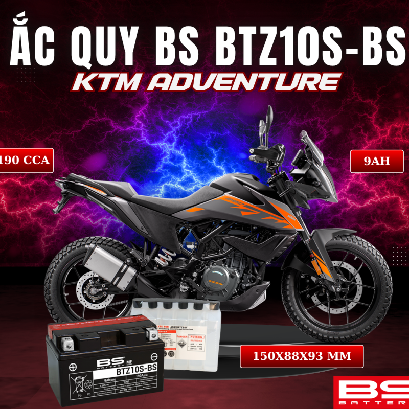 ẮC QUY BS BATTERY BTZ10S-BS 190CCA KTM ADVENTURE (150 x 88 x 93 mm)