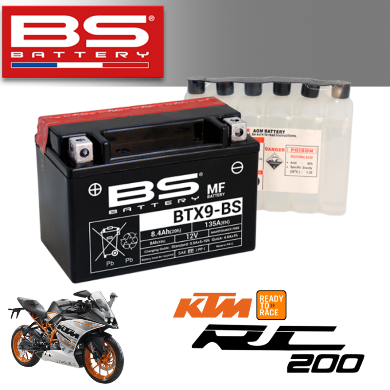 Bình ắc quy BTX9 - BS dành cho xe KTM RS200