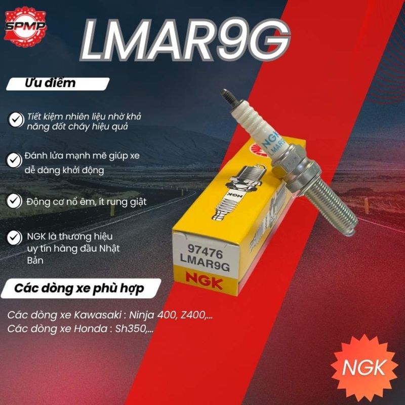 Bugi NGK 97476 LMAR9G dùng cho Ninja 400, Z400, Sh350,...