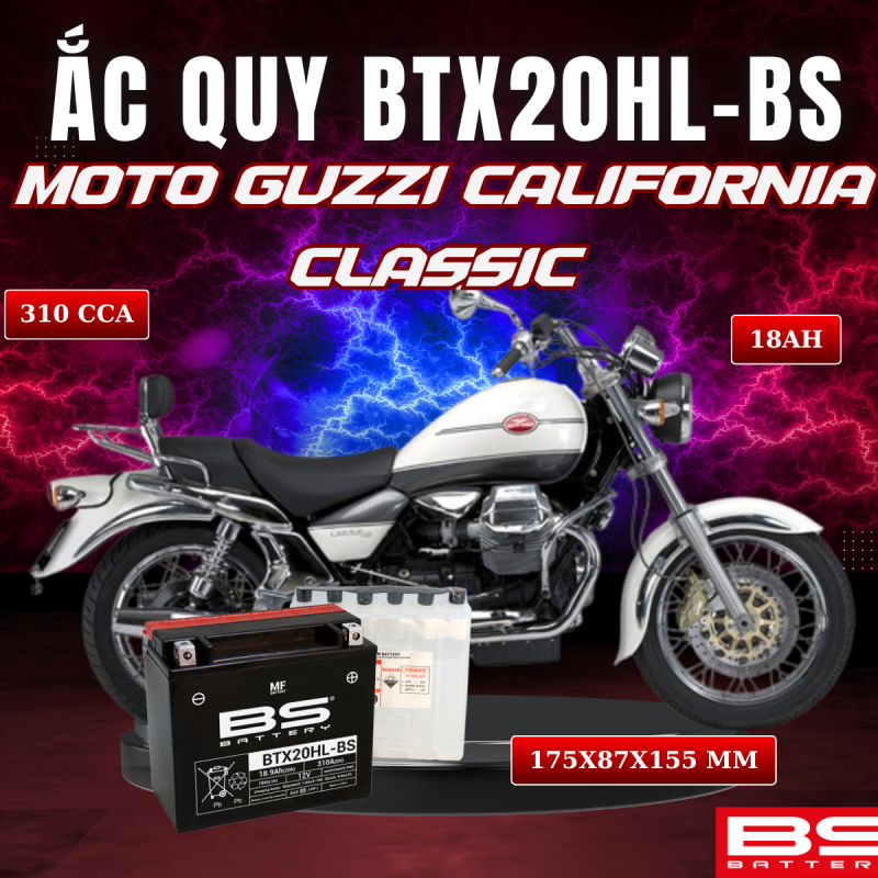 ẮC QUY BS BTX20HL-BS 310CCA MOTO GUZZI CALIFORNIA CLASSIC (175x87x155 mm)