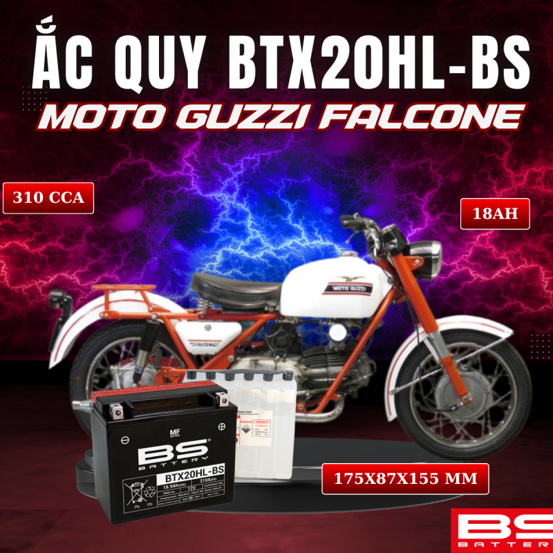 ẮC QUY BS BTX20HL-BS 310CCA MOTO GUZZI FALCONE (175x87x155 mm)