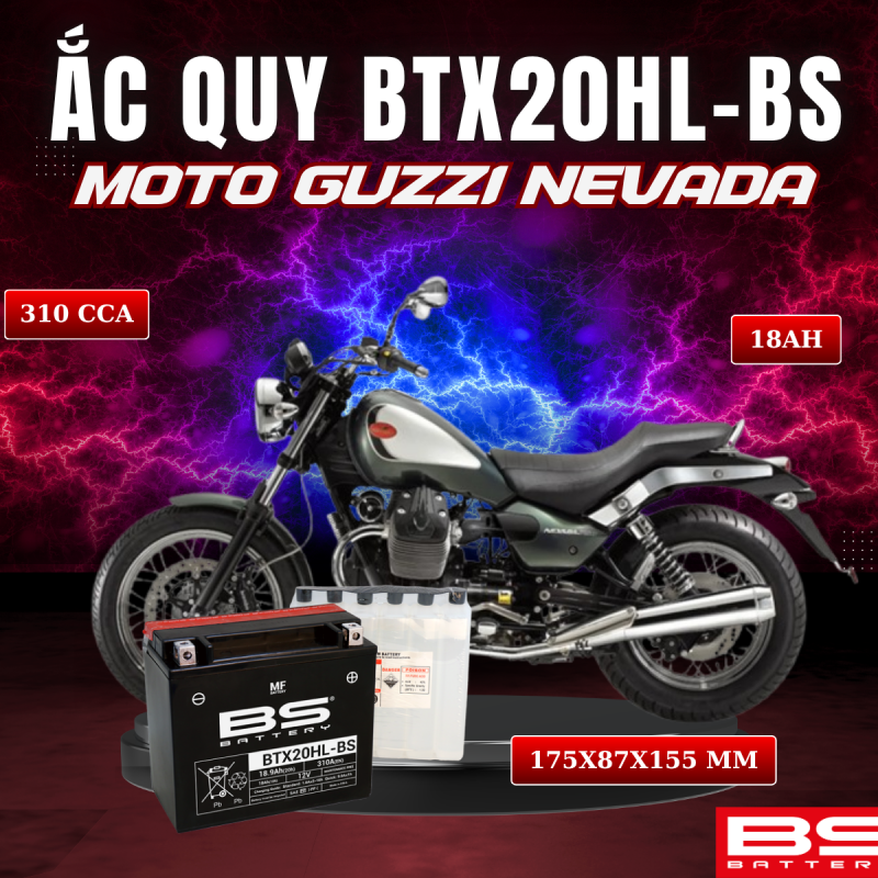 ẮC QUY BS BTX20HL-BS 310CCA MOTO GUZZI NEVADA (175x87x155 mm)