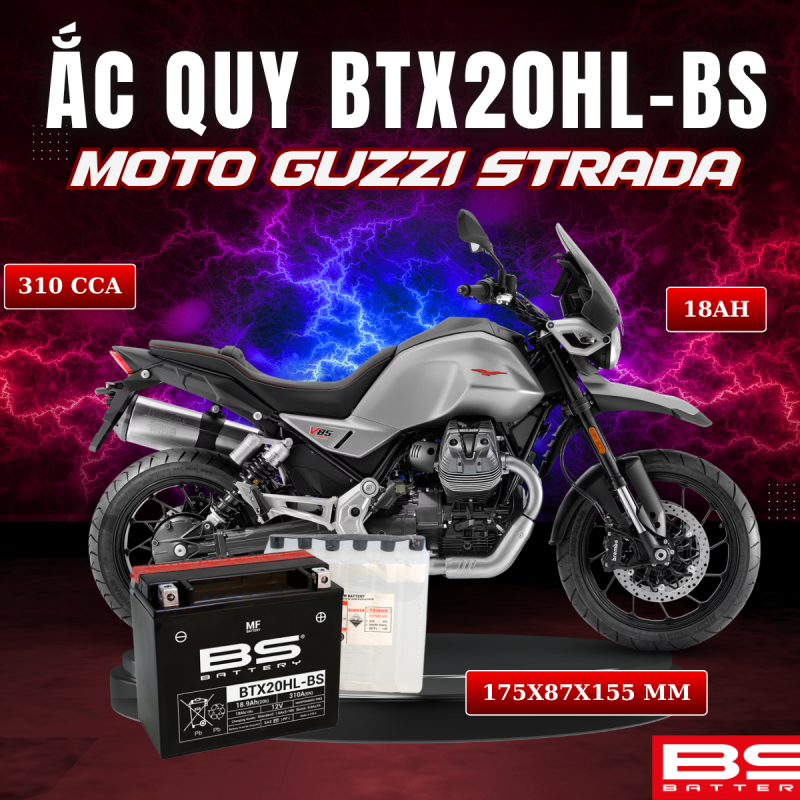 ẮC QUY BS BTX20HL-BS 310CCA MOTO GUZZI STRADA (175x87x155 mm)