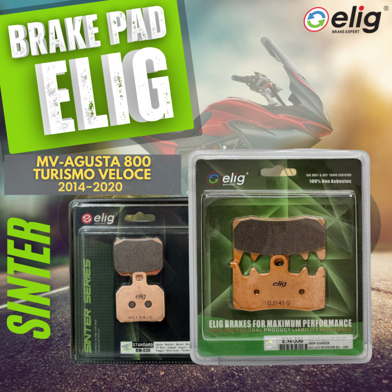 Bố thắng Elig Sinter MV AGUSTAR 800 Turismo Veloce (Trước EM-336, Sau EM-039)