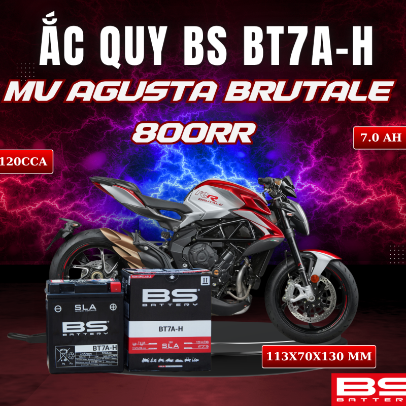 ẮC QUY BS BT7A-H 120CCA  MV AGUSTA BRUTALE 800RR (113x70x130 mm)