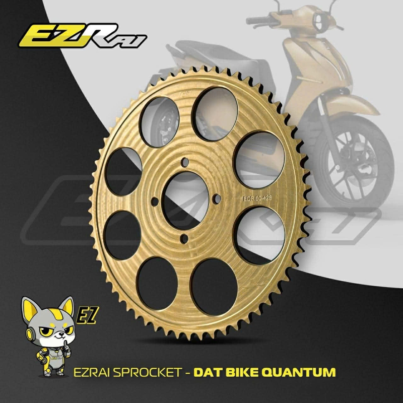 DĨA EZRAI SPROCKET YELLOW DÀNH CHO XE DATBIKE QUANTUM S2, S3 60T/428