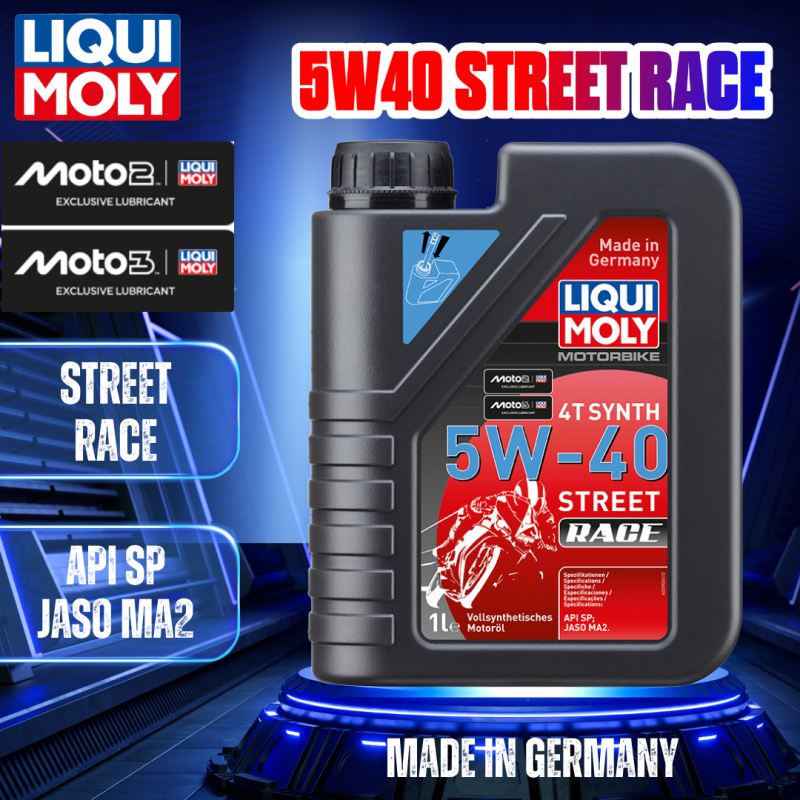 Nhớt Cao Cấp 4T 5W40 Street Race LIQUI MOLY 1 Lít mã Nhật 1750 API SP chuyên dụng cho Moto2, Moto3 chính hãng