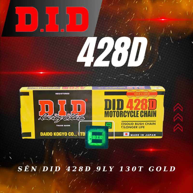 Sên Vàng DID 428D 9 ly 120/130 mắt chính hãng