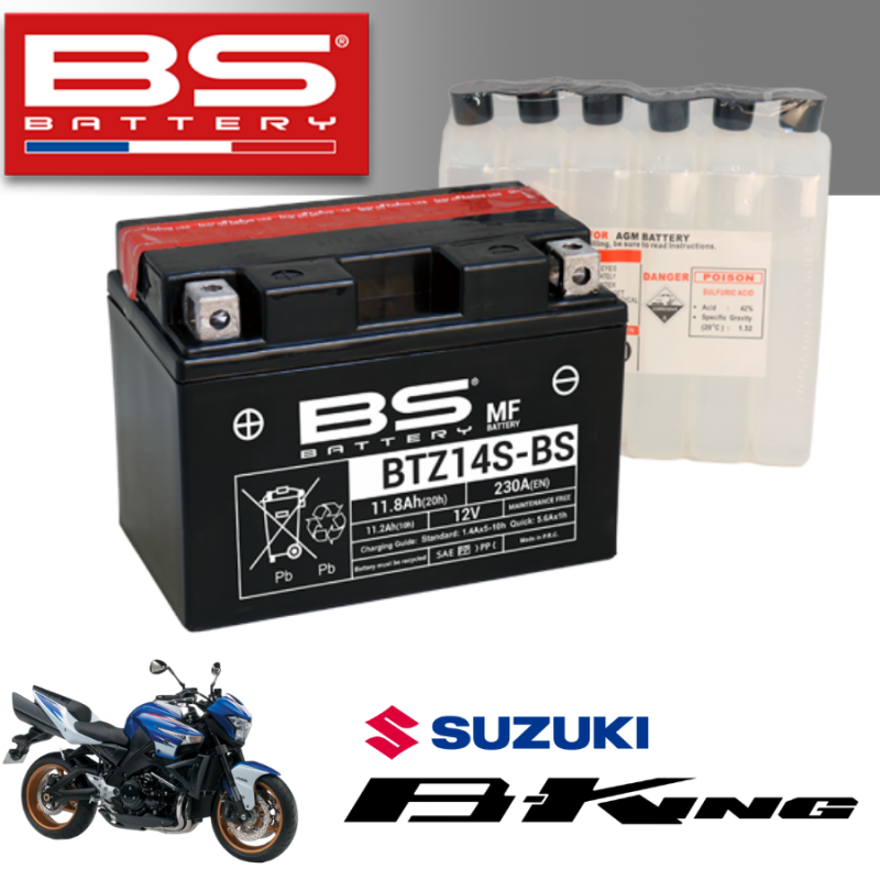 Bình ắc quy BTZ14S - BS dành cho xe SUZUKI B-KING 
