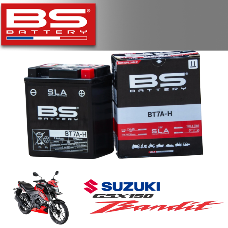 Bình ắc quy BS BT7A-H dành cho xe SUZUKI GSX-150 BANDIT