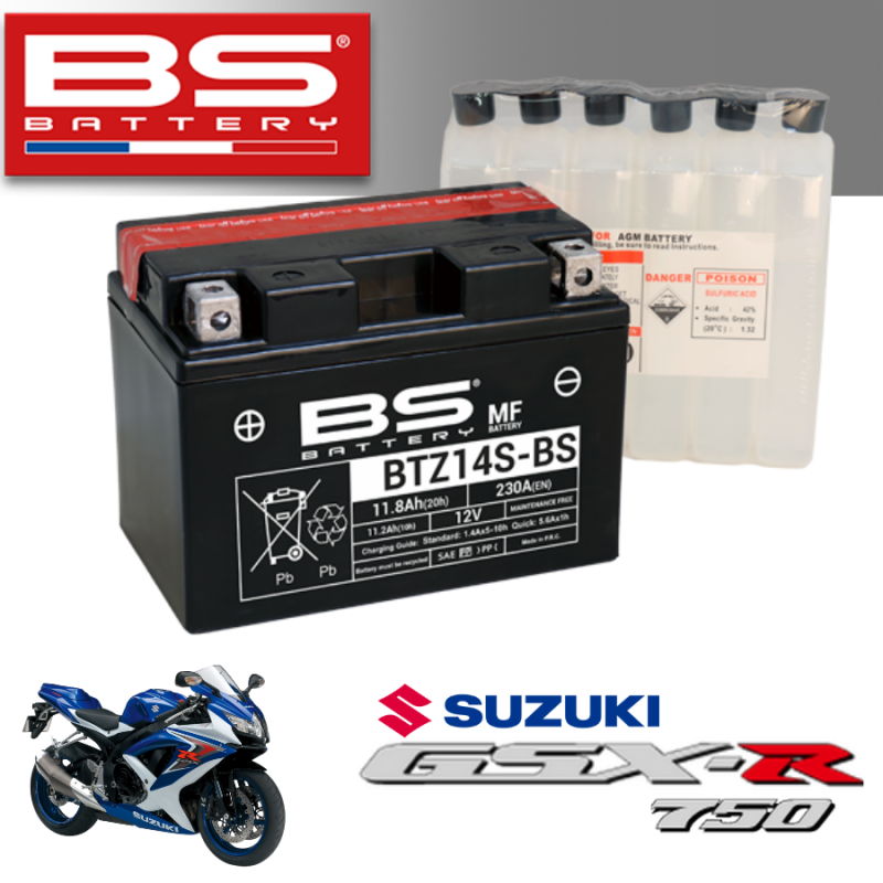 Bình ắc quy BTZ14S - BS dành cho xe SUZUKI GSX-R750 