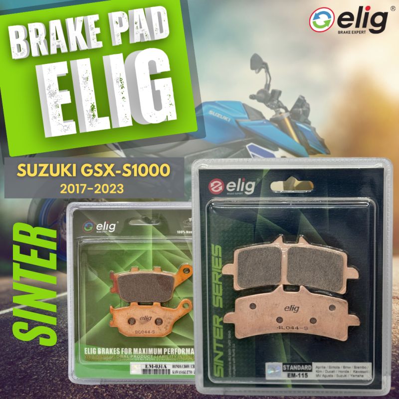 Bố thắng Elig Sinter  SUZUKI GSX-S1000 2017-2023 (Trước EM-115, Sau EM-031 )