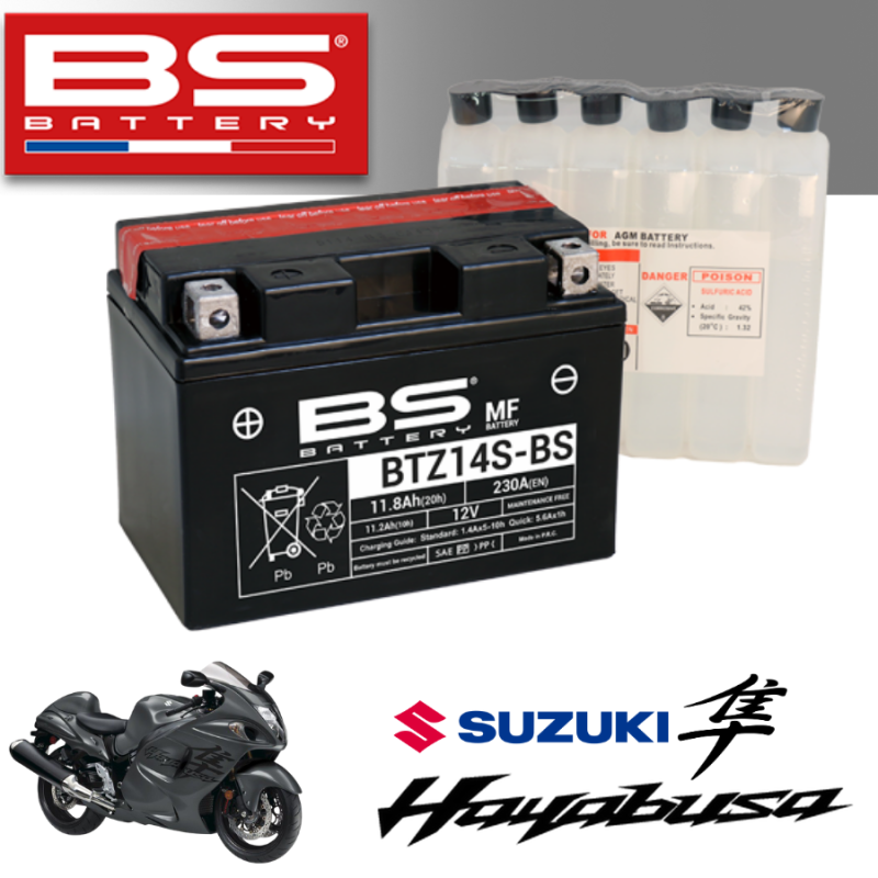 Bình ắc quy BTZ14S - BS dành cho  SUZUKI HAYABUSA 