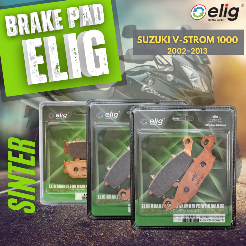 Bố thắng Elig Sinter SUZUKI V-TROM 1000 2002-2013 (Trước trái EM-046, Trước phải EM-032, Sau EM-031A)