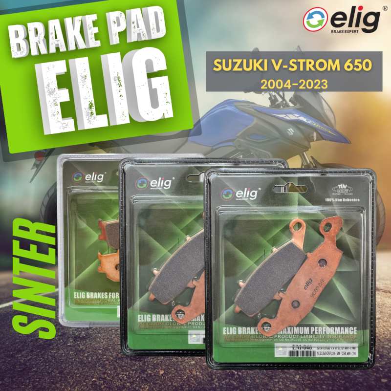 Bố thắng Elig Sinter SUZUKI V-TROM 650 2004-2023 (Trước trái EM-046, Trước phải EM-032, Sau EM-031A)