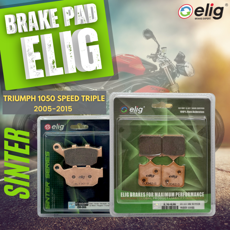 Bố thắng Elig Sinter TRIUMPH 1050 SPEED TRIPLE 2005-2015 (Trước EM-066, Sau EM-036)