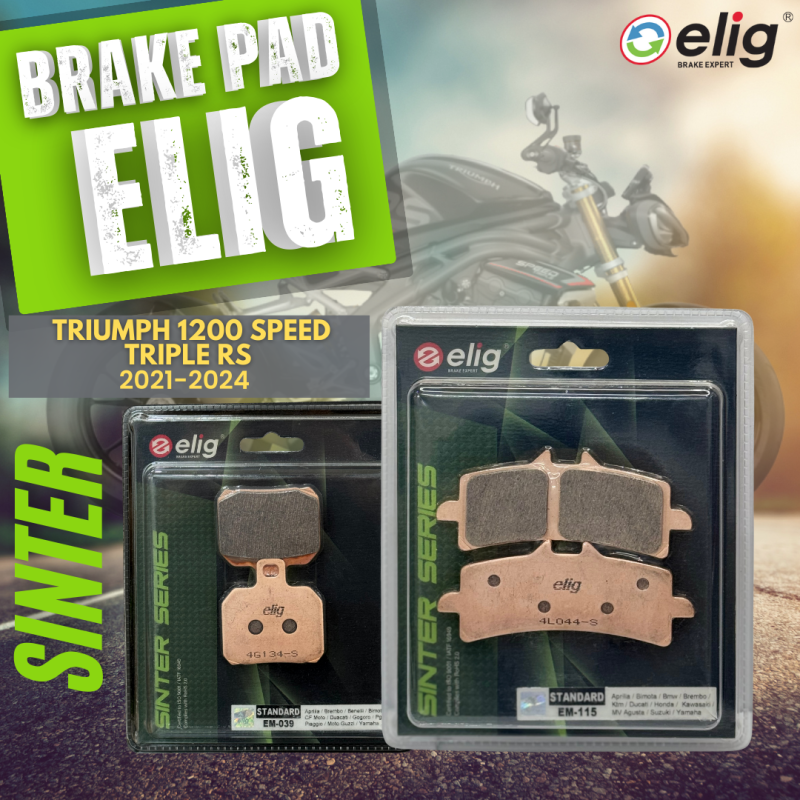 Bố thắng Elig Sinter TRIUMPH 1200 SPEED TRIPLE RS 2021-2024 (Trước EM-115, Sau EM-039)