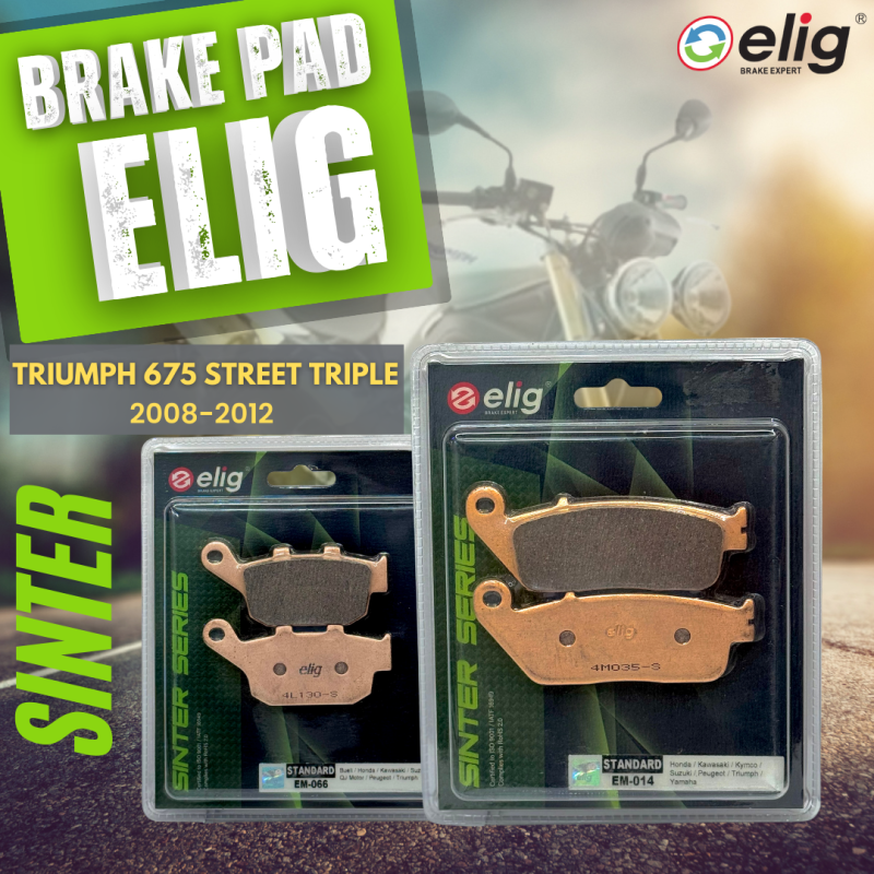 Bố thắng Elig Sinter dành cho xe TRIUMPH 675 STREET TRIPLE R 2008-2012 (Trước EM-090, Sau EM-082)