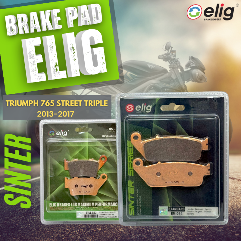 Bố thắng Elig Sinter TRIUMPH 765 STREET TRIPLE 2013-2017 (Trước EM-014, Sau EM-082)