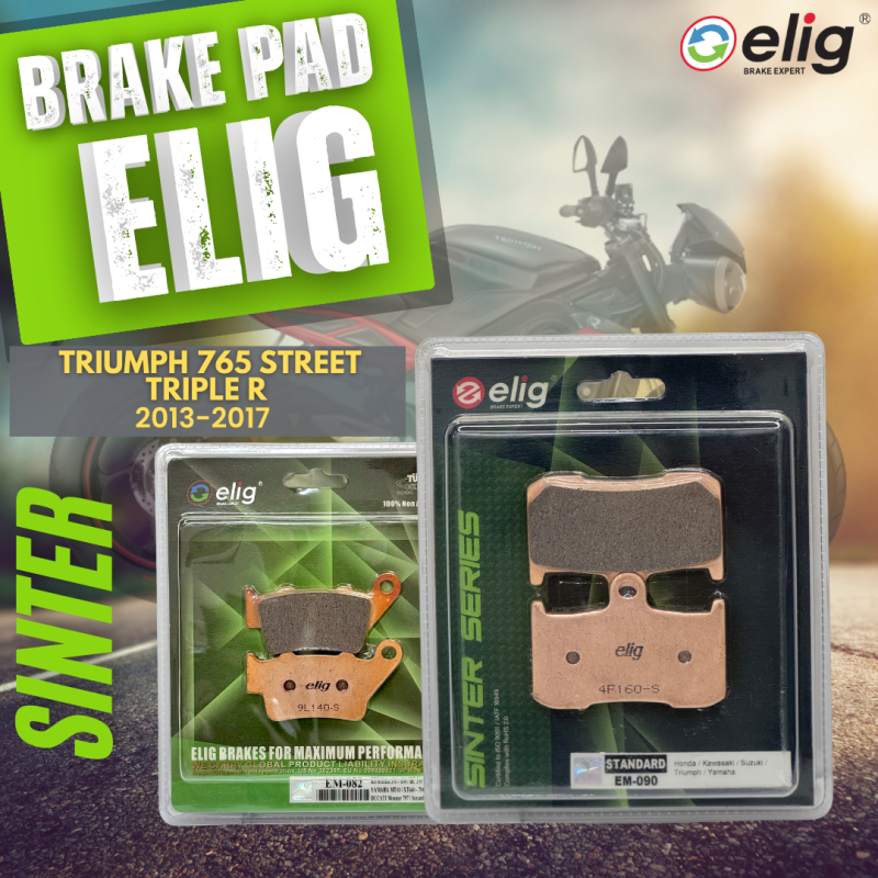 Bố thắng Elig Sinter TRIUMPH 765 STREET TRIPLE R 2013-2017 (Trước EM-090, Sau EM-082)