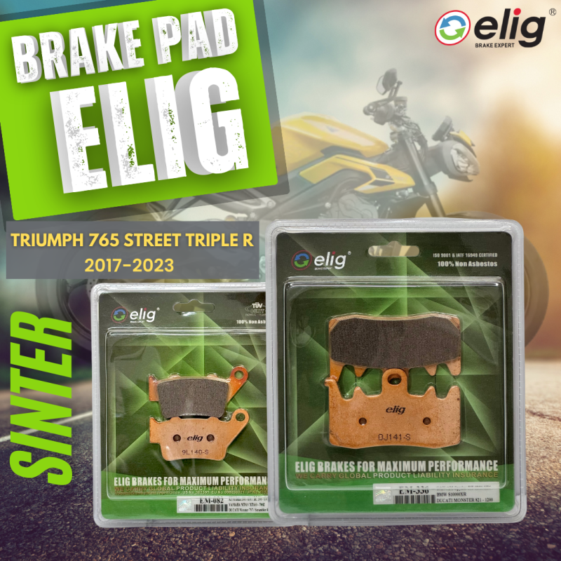 Bố thắng Elig Sinter TRIUMPH 765 STREET TRIPLE R 2017-2023 (Trước EM-336, Sau EM-082)