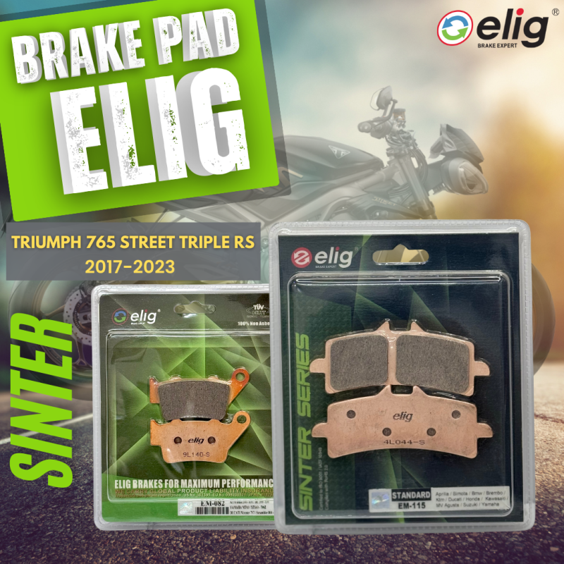 Bố thắng Elig Sinter TRIUMPH 765 STREET TRIPLE RS 2017-2023 (Trước EM-115, Sau EM-082)
