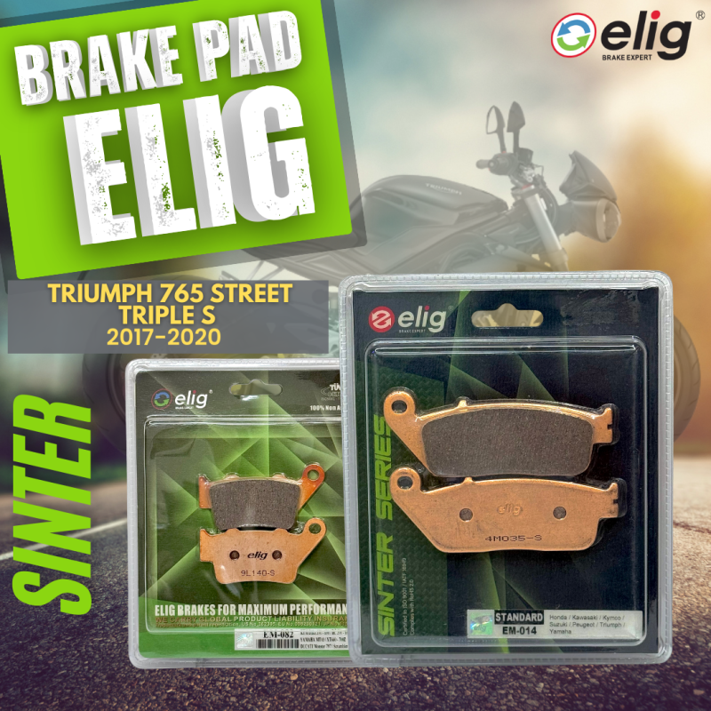 Bố thắng Elig Sinter TRIUMPH 765 STREET TRIPLE S 2017-2020 (Trước EM-014, Sau EM-082)