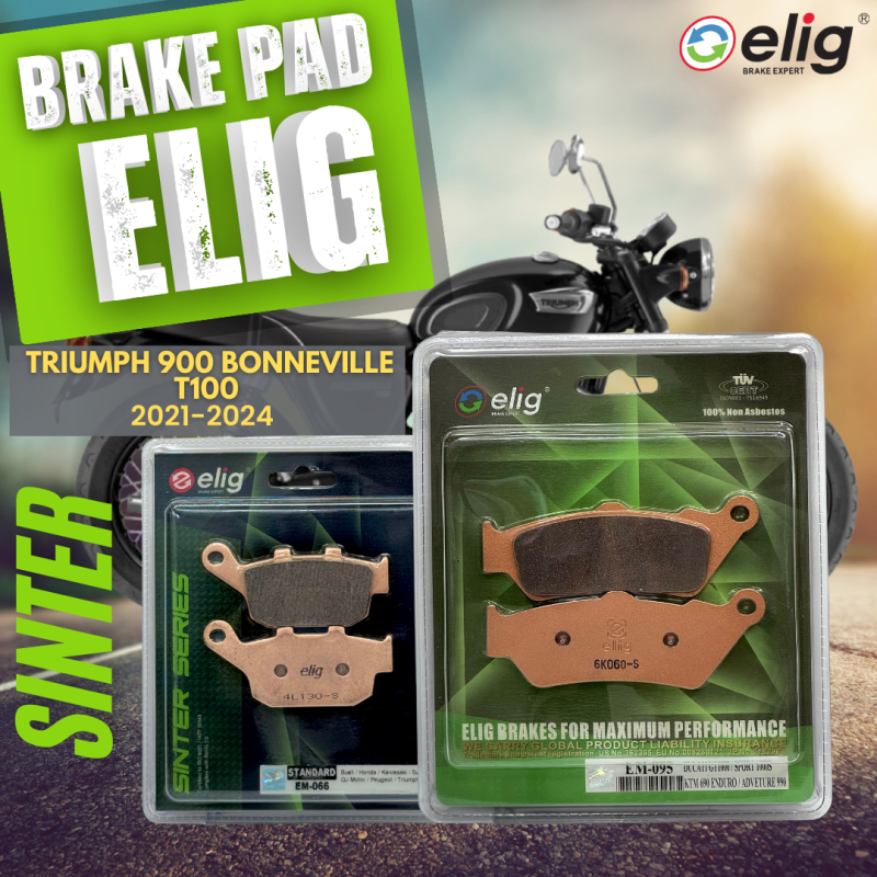 Bố thắng Elig Sinter TRIUMPH 900 BONNEVILLE T100 2021-2024 (Trước EM-095, Sau EM-066)