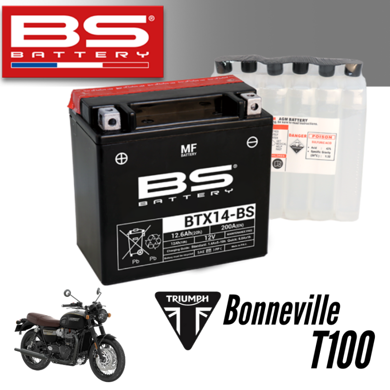 Bình ắc quy BTX14 - BS dành cho xe TRIUMPH BONNEVILLE T100 