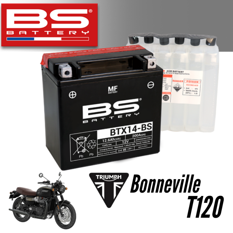 Bình ắc quy BTX14 - BS dành cho xe TRIUMPH BONNEVILLE T120 