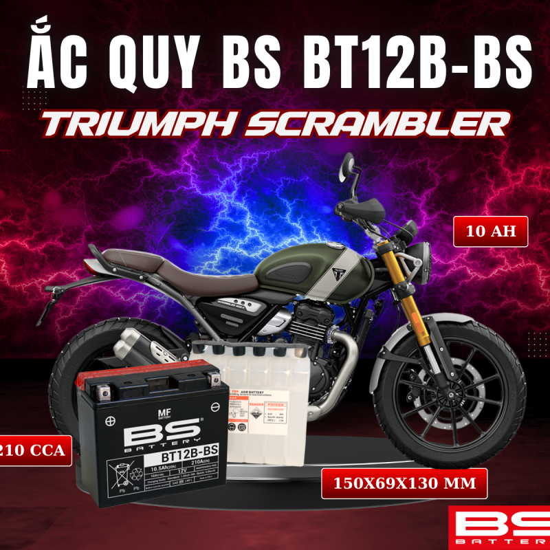 ẮC QUY BS BT12B-BS 210CCA DUCATI SCRAMBLER 800 (150x69x130 mm)