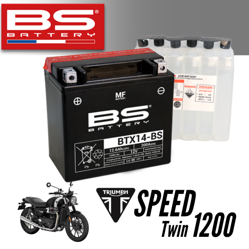 Bình ắc quy BTX14 - BS dành cho xe TRIUMPH SPEED TWIN 1200 