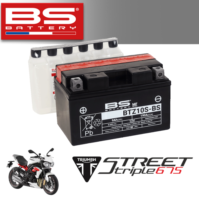 Bình ắc quy  BTZ10S-BS dành cho xe TRIUMPH STREET TRIPLE 675