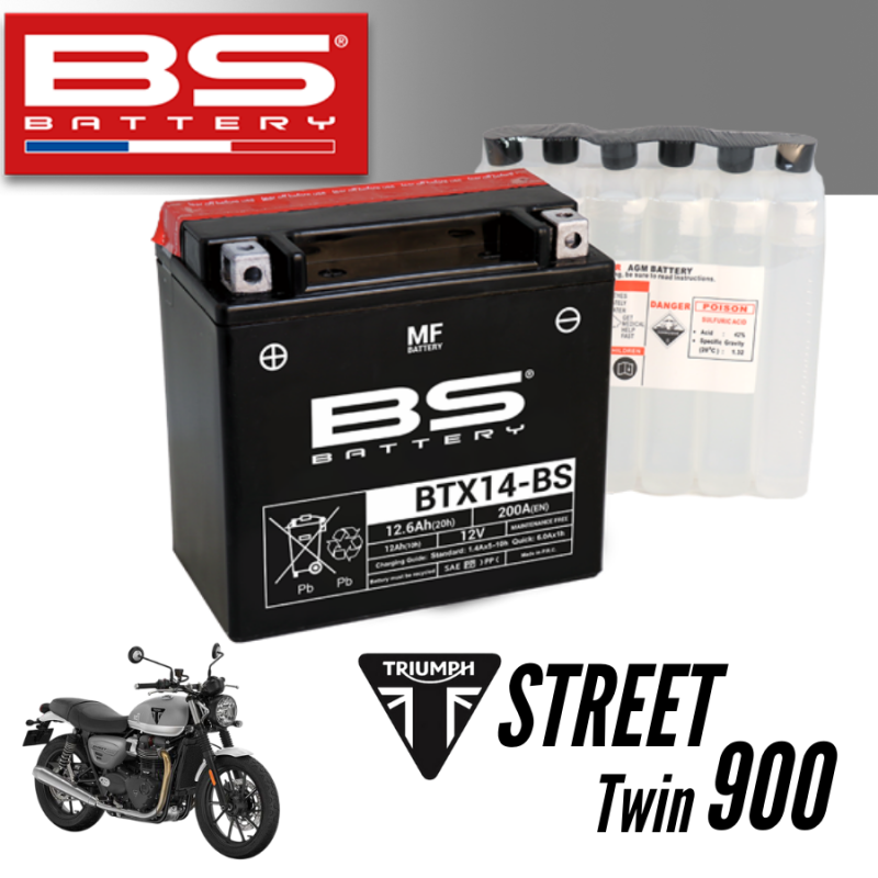 Bình ắc quy BTX14 - BS dành cho xe TRIUMPH STREET TWIN 900 (2)