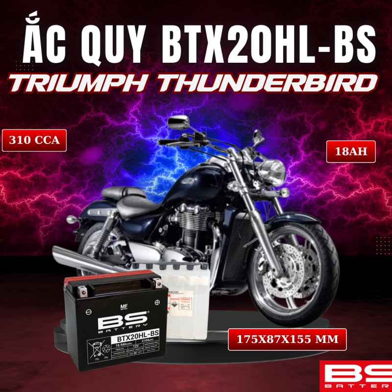 ẮC QUY BS BTX20HL-BS 310CCA TRIUMPH THUNDERBIRD (175x87x155 mm)