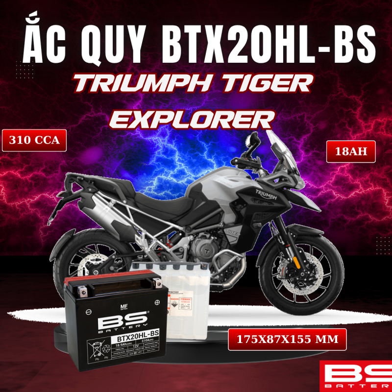 ẮC QUY BS BTX20HL-BS 310CCA TRIUMPH TIGER EXPLORER (175x87x155 mm)
