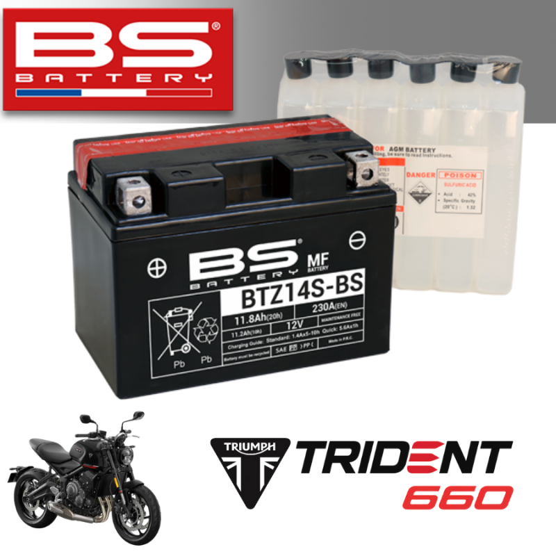 Bình ắc quy BTZ14S - BS dành cho xe TRIUMPH TRIDENT 660 