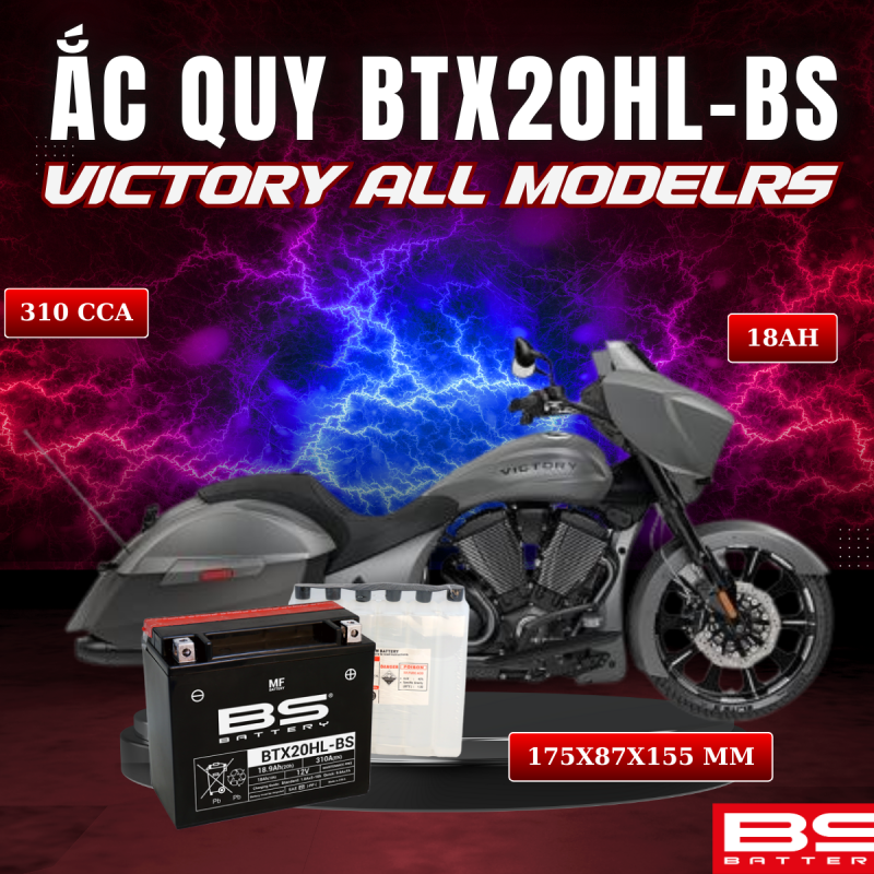 BÌNH ẮC QUY BS BTX20HL-BS 310CCA VICTORY ALL MODELRS (175x87x155 mm)