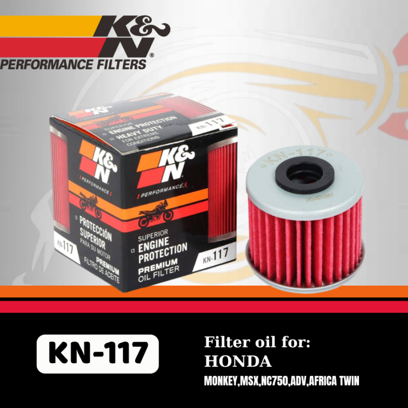 Lọc nhớt K&N 117 cho xe HONDA Super CUB 125 / Africa Twin / ADV350 / ADV 750 chính hãng.