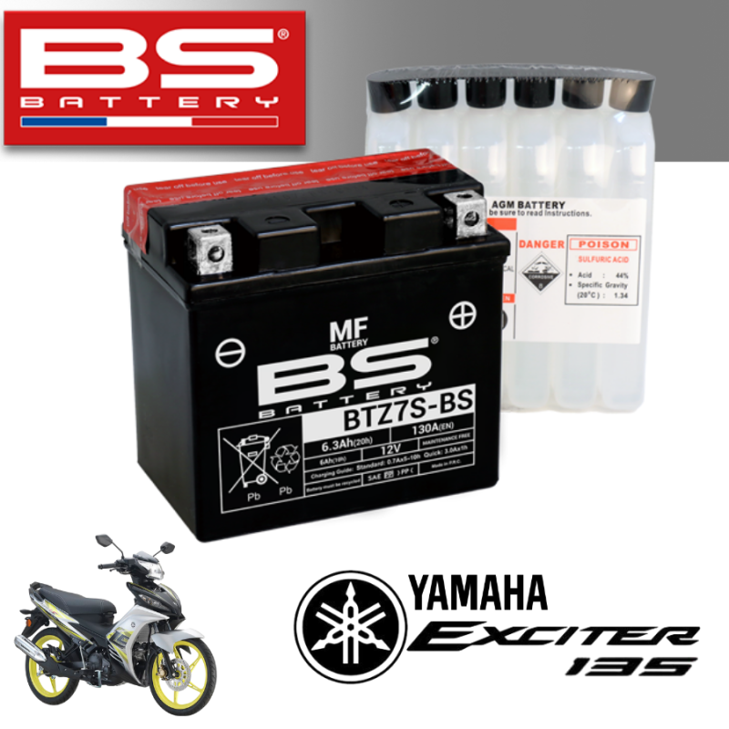 Bình ắc quy BTZ7S - BS dành cho xe YAMAHA EXCITER 135 