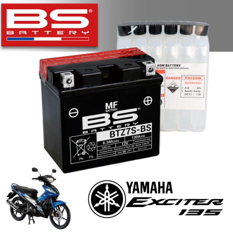 Bình ắc quy BTZ7S - BS dành cho  YAMAHA EXCITER 135