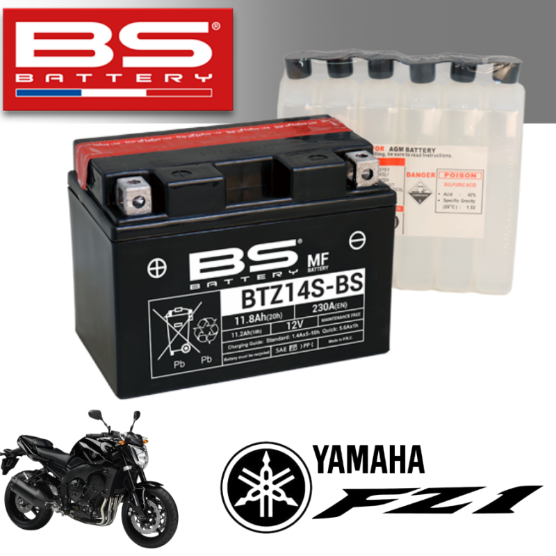 Bình ắc quy BTZ14S - BS dành cho xe YAMAHA FZ1 