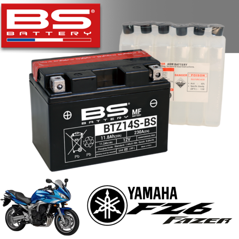 Bình ắc quy BTZ14S - BS dành cho xe YAMAHA FZ6 FAZER 
