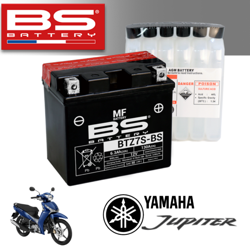 Bình ắc quy BTZ7S - BS dành cho xe YAMAHA JUPITER 