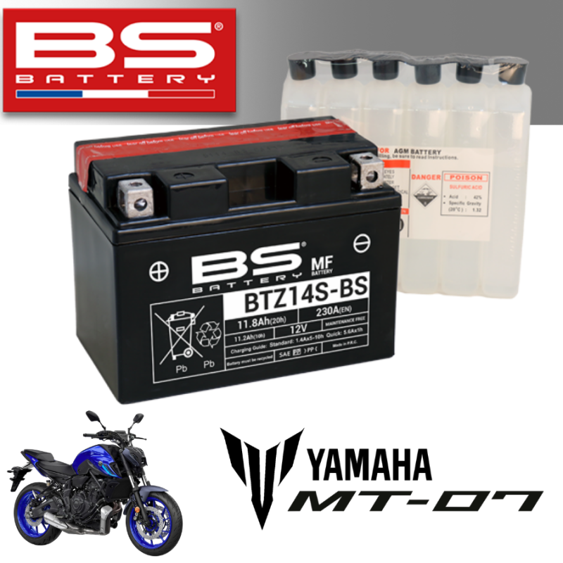 Bình ắc quy BTZ14S - BS dành cho xe YAMAHA MT-07 